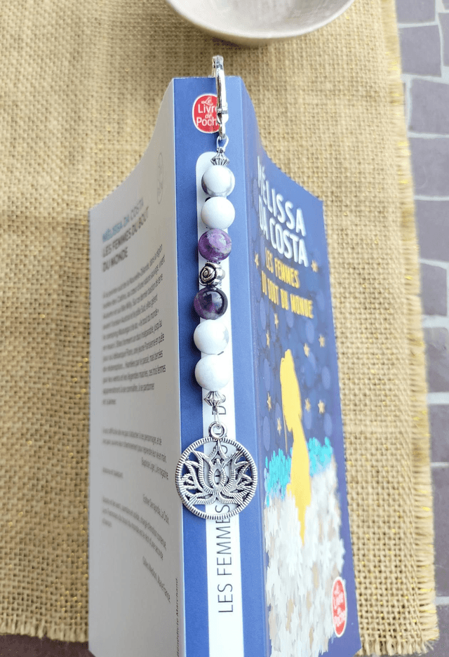 Marque page Howlite et Améthyste argenté