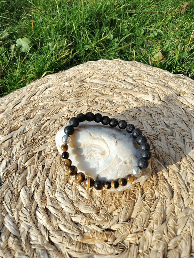 Bracelet homme Pierre de lave et Oeil de tigre