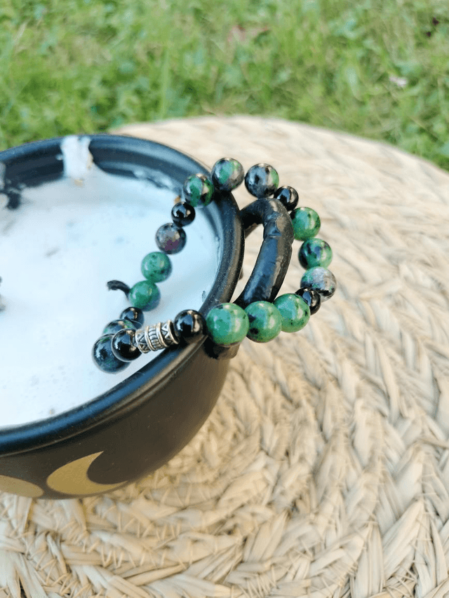 Bracelet Rubis Zoisite et pierre de lave